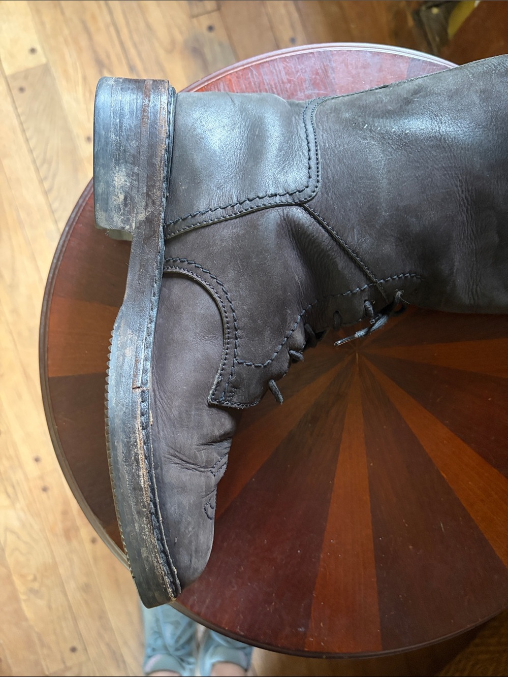 CHANEL VINTAGE ANKLE LACE LEATHER TALL BROWN BOOTS PRE-LOVED COND. SIZE 38 (7.5) - Picture 10 of 10
